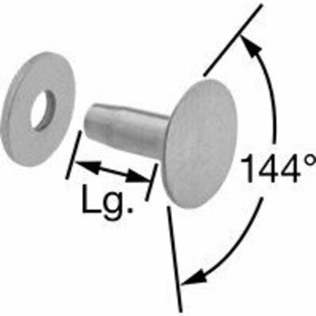 BSC PREFERRED Solid Rivets with Washer for Soft Material No. 6 0.228 Dia for 0.796 Max Material Thick, 5PK 97537A153